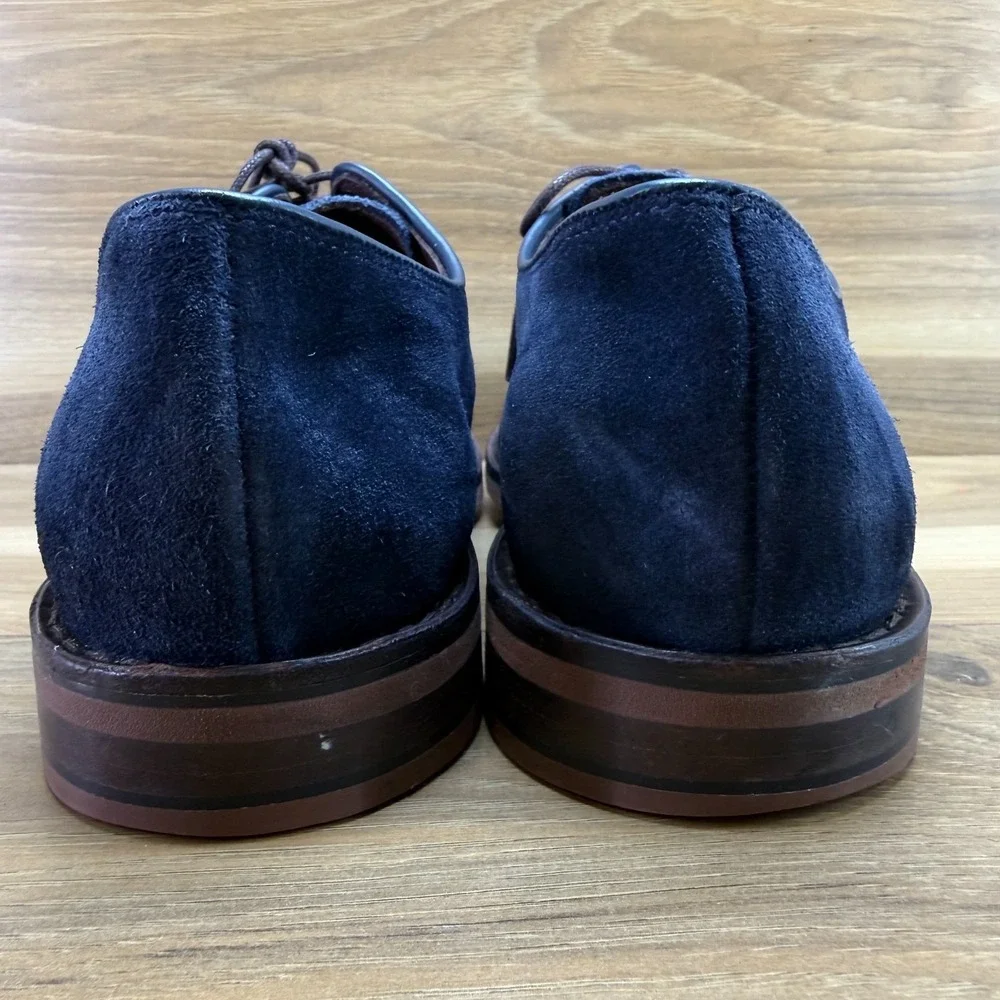 ALLEN EDMONDS Nomad Blue Suede Oxfords 8 D Feather Welt Business Casual